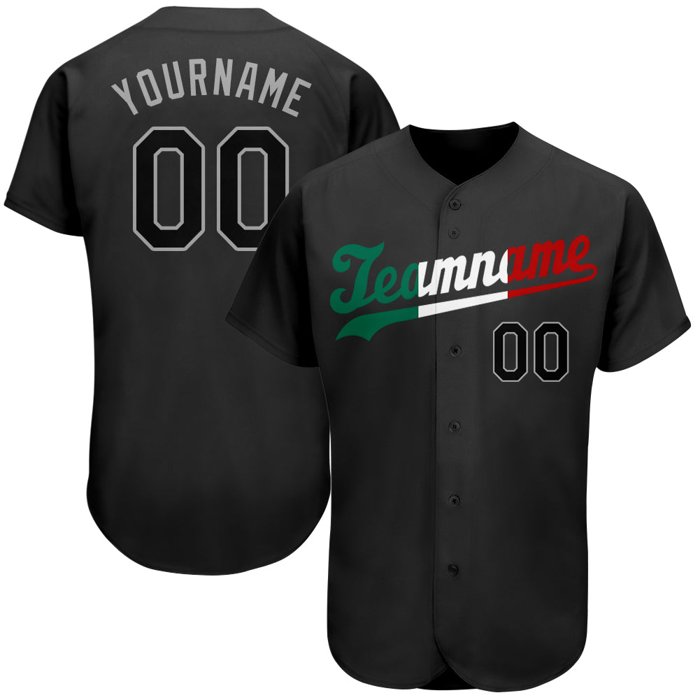 Custom Black Black-Kelly Green Authentic Split Fashion Baseball Jersey baseball jersey product view 1