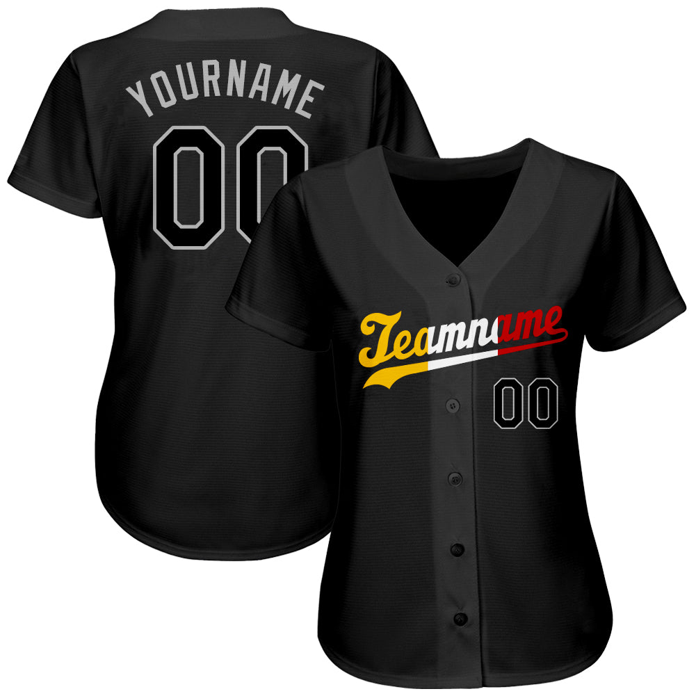 Custom Black Black-Gold Authentic Split Fashion Baseball Jersey baseball jersey product view 2