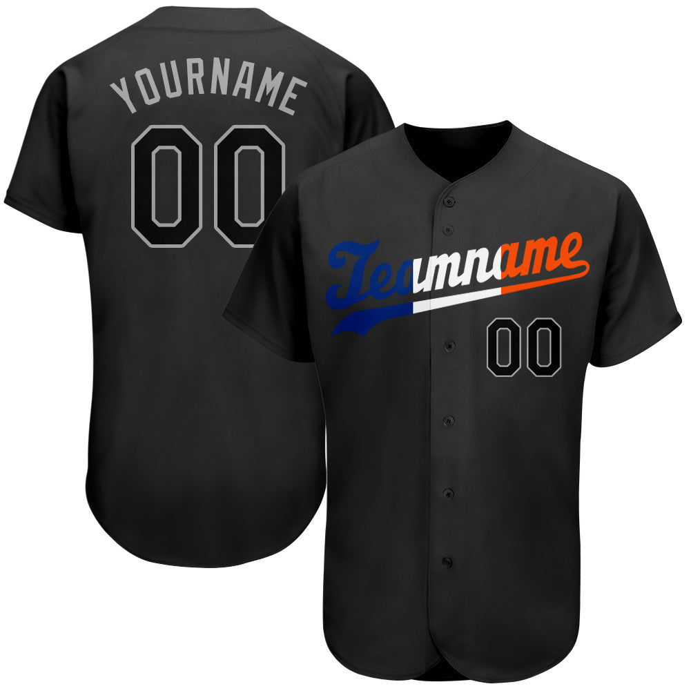 Custom Black Black-Orange Authentic Split Fashion Baseball Jersey baseball jersey product view 1