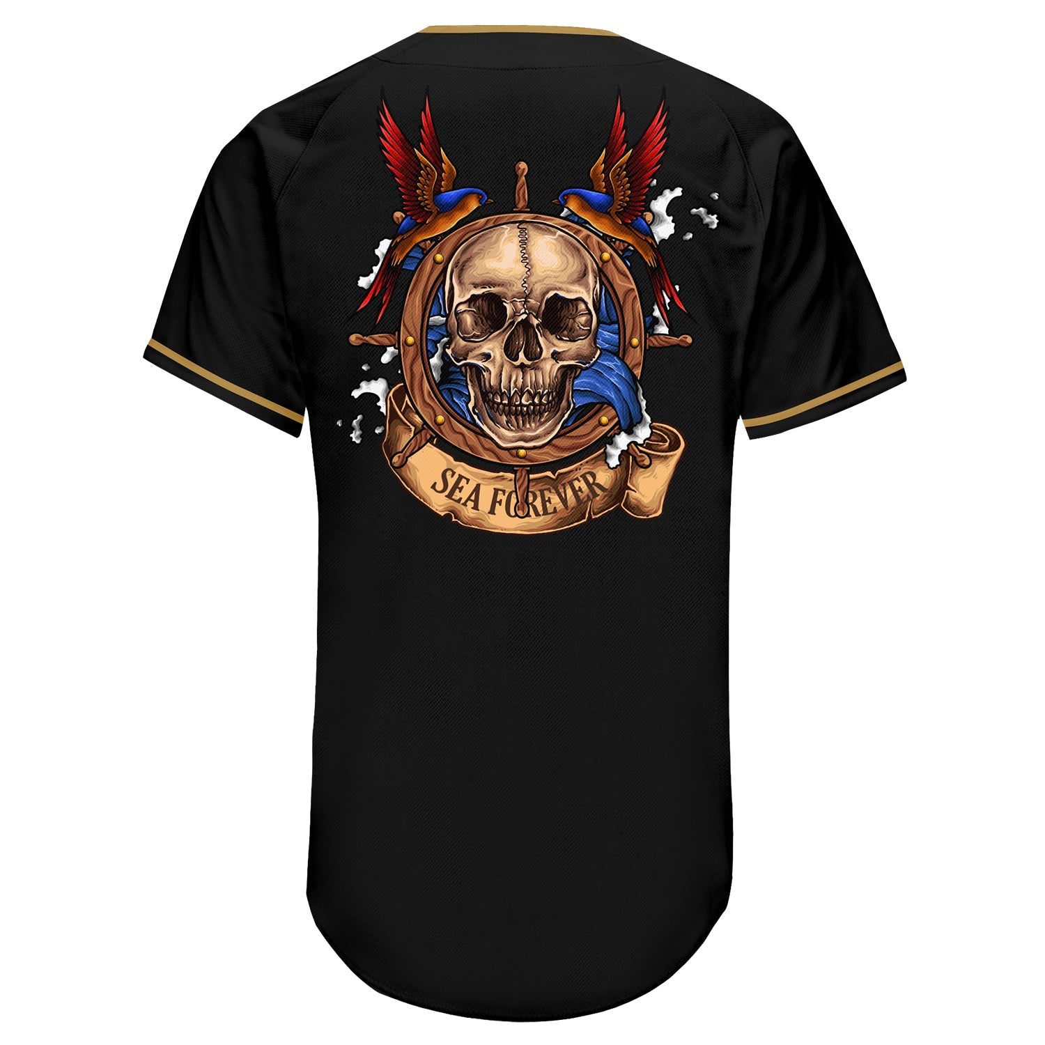 Custom Black Black-Old Gold Authentic Skull Fashion Baseball Jersey baseball jersey product view 5