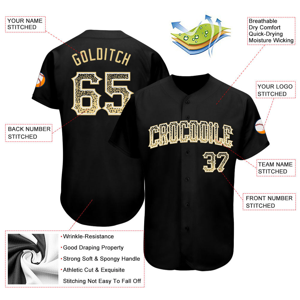Custom Black Vegas Gold-White Authentic Drift Fashion Baseball Jersey baseball jersey product view 3