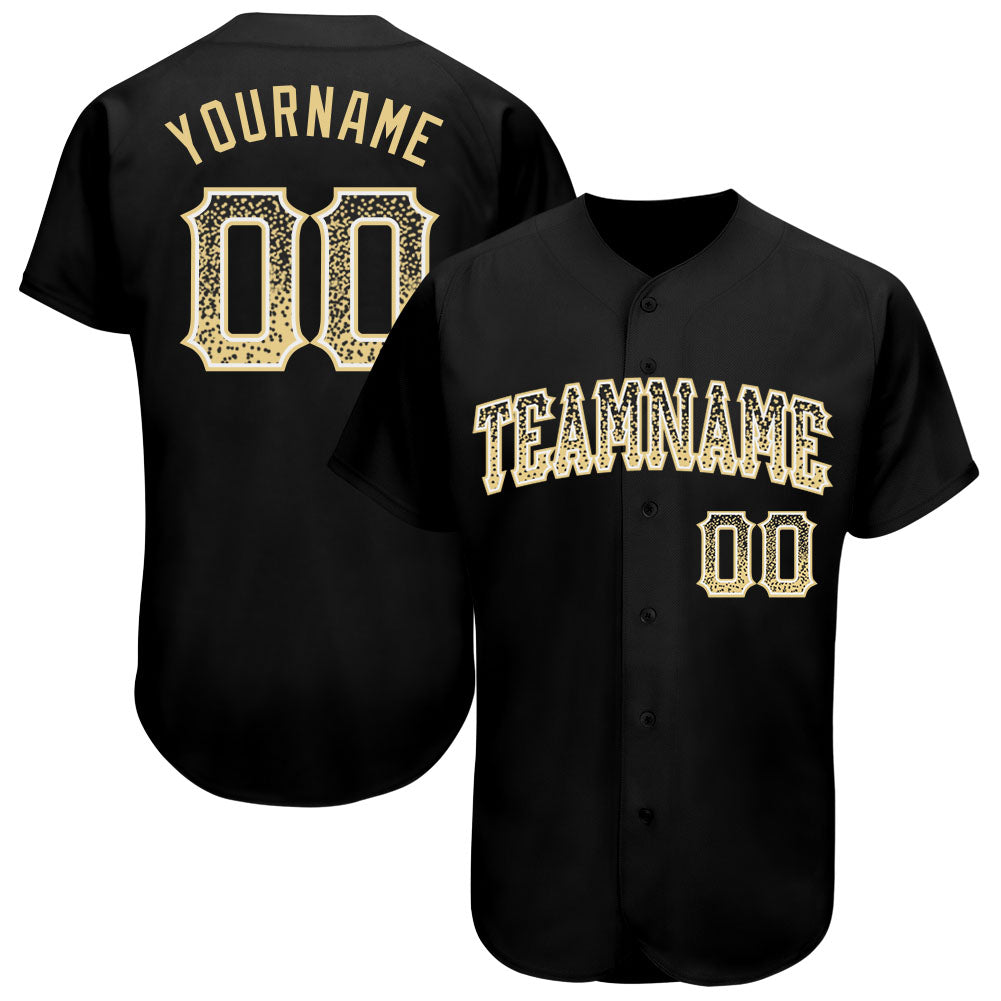 Custom Black Vegas Gold-White Authentic Drift Fashion Baseball Jersey baseball jersey product view 1