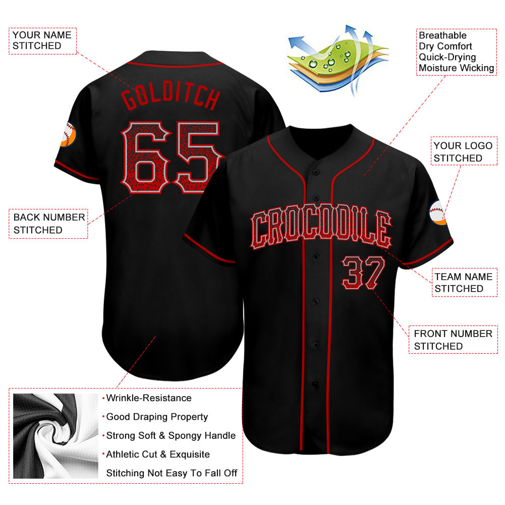 Custom Black Red-Gray Authentic Drift Fashion Baseball Jersey baseball jersey product view 3