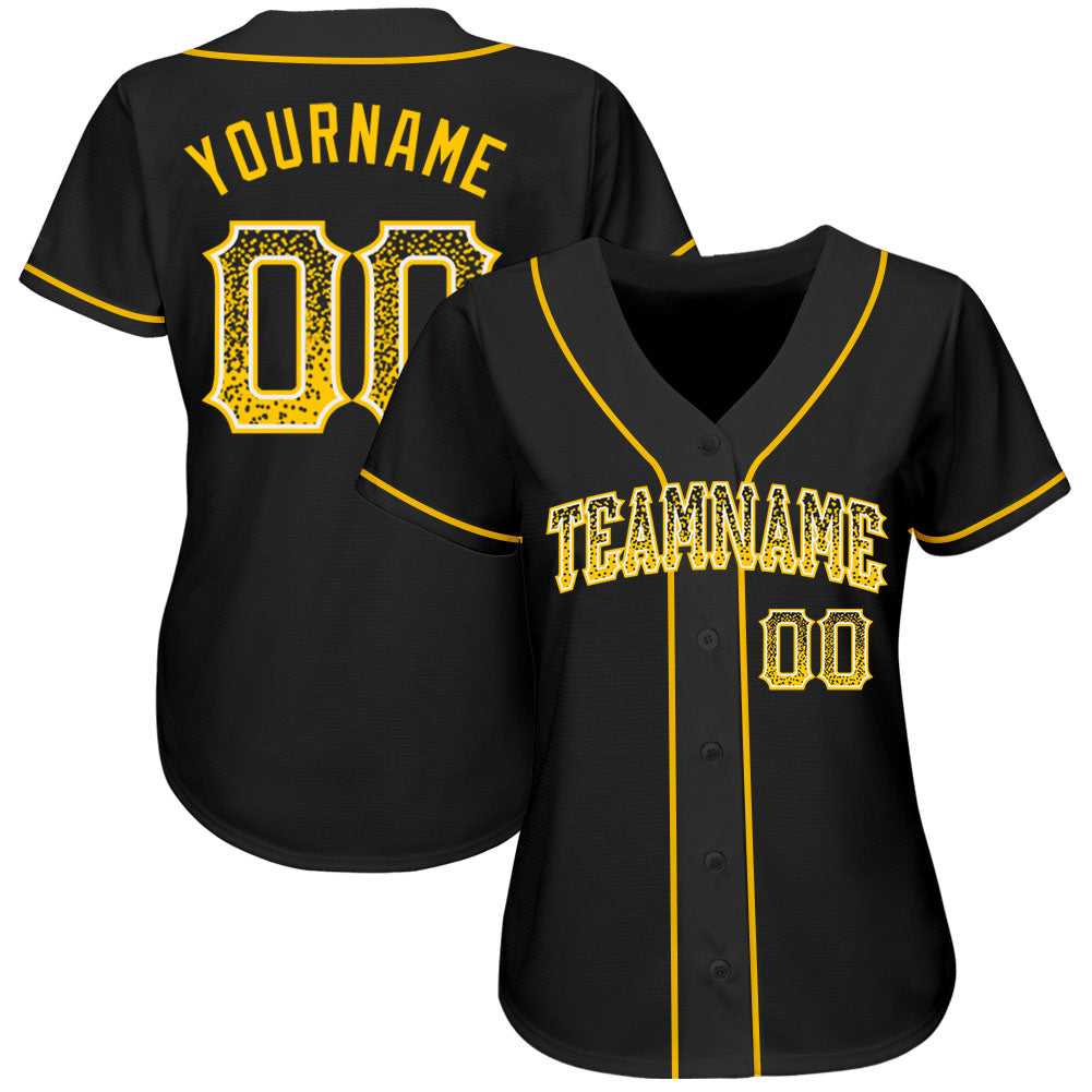 Custom Black Gold-White Authentic Drift Fashion Baseball Jersey baseball jersey product view 2