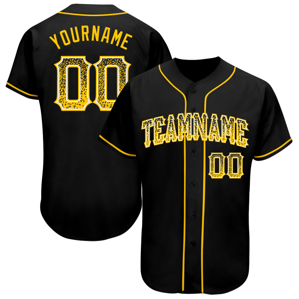 Custom Black Gold-White Authentic Drift Fashion Baseball Jersey baseball jersey product view 1