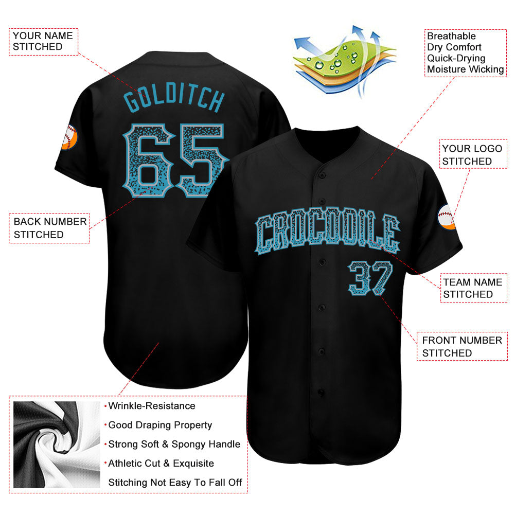 Custom Black Panther Blue-Gray Authentic Drift Fashion Baseball Jersey baseball jersey product view 3
