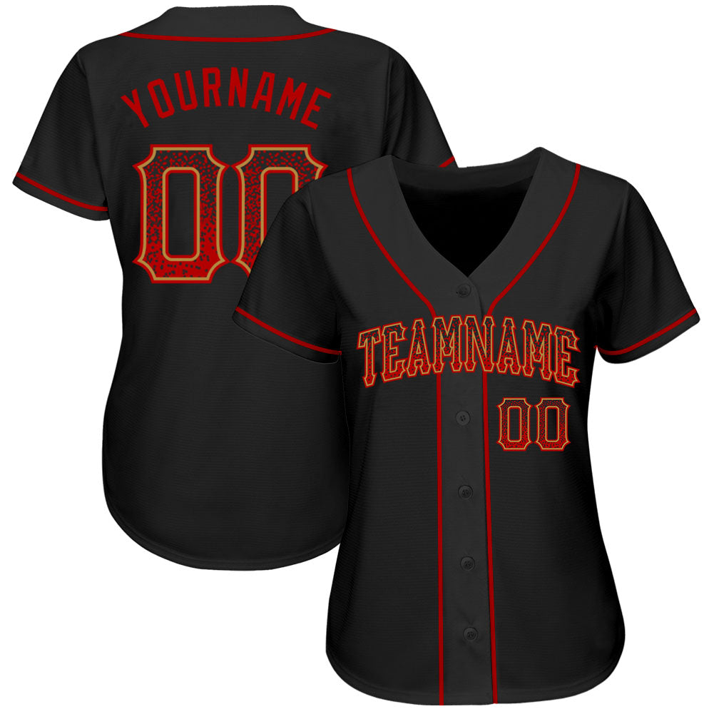Custom Black Red-Old Gold Authentic Drift Fashion Baseball Jersey baseball jersey product view 2