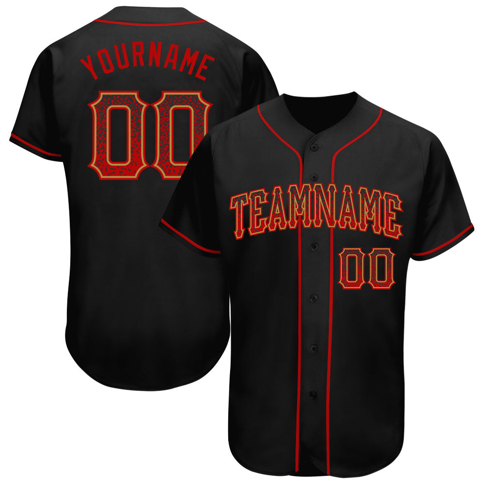 Custom Black Red-Old Gold Authentic Drift Fashion Baseball Jersey baseball jersey product view 1