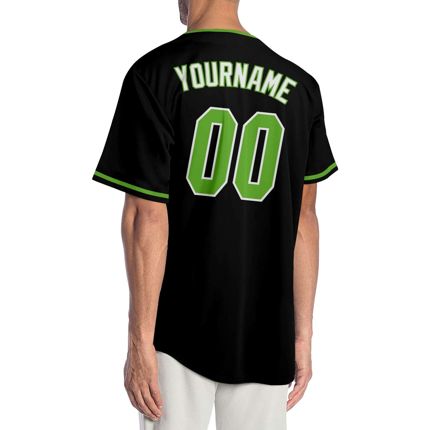 Custom Black Neon Green-White Authentic Baseball Jersey baseball jersey product view 2