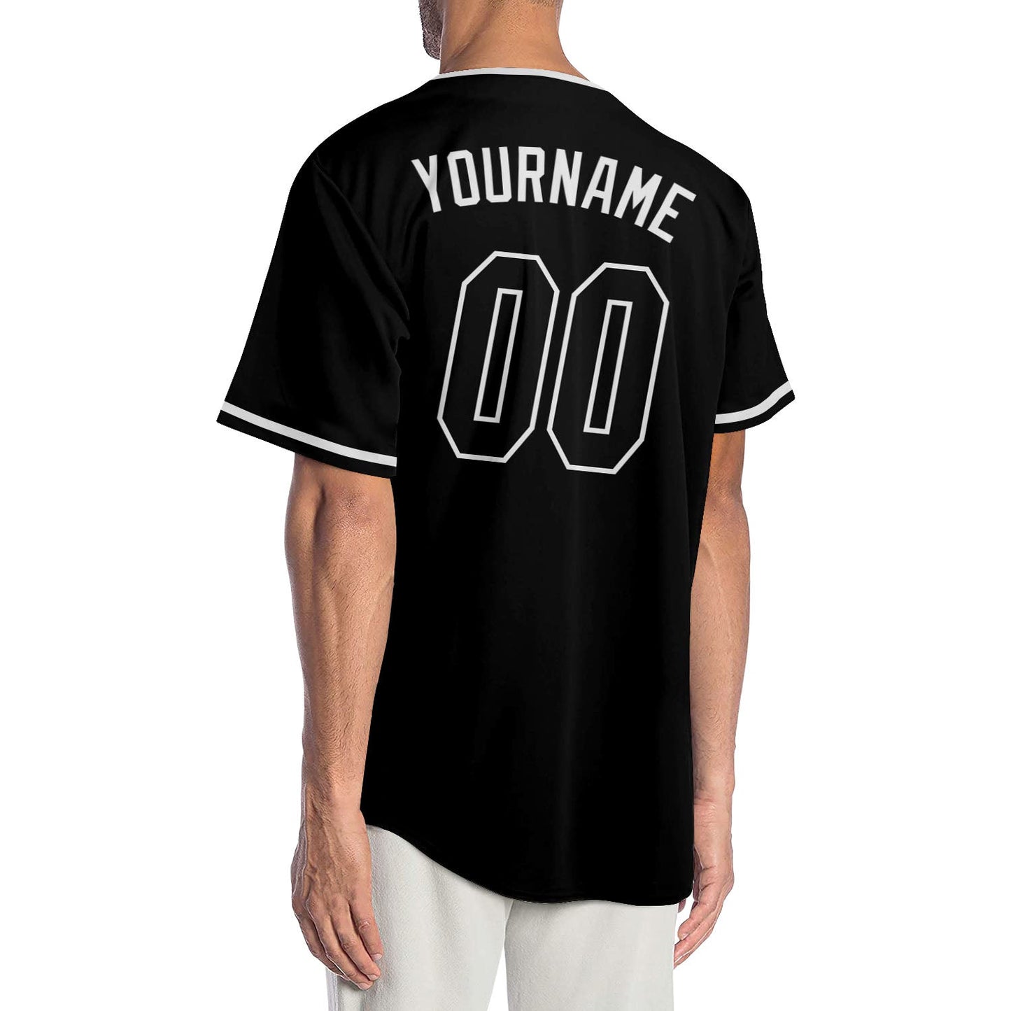 Custom Black Black-White Authentic Baseball Jersey baseball jersey product view 2
