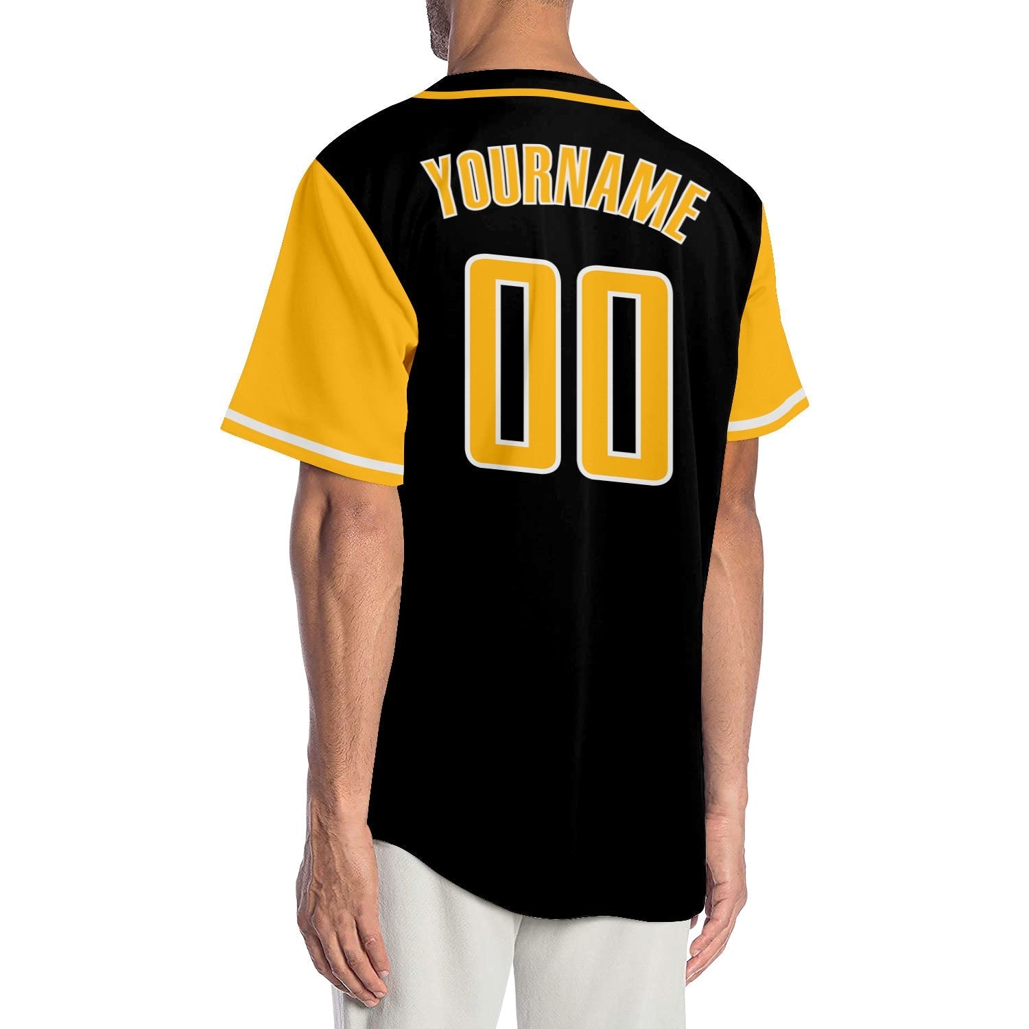 Custom Black Gold-White Authentic Two Tone Baseball Jersey baseball jersey product view 2