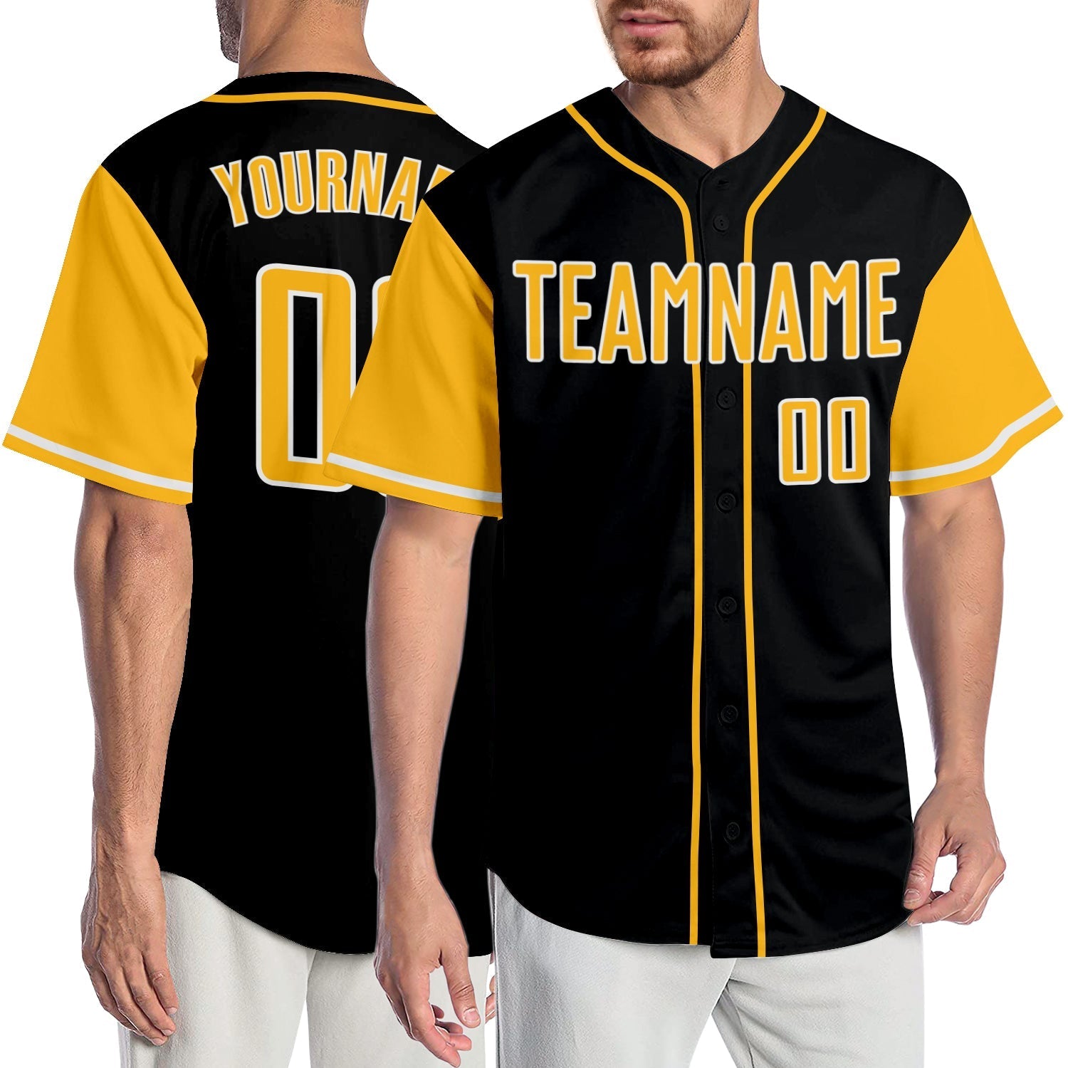 Custom Black Gold-White Authentic Two Tone Baseball Jersey baseball jersey product view 1