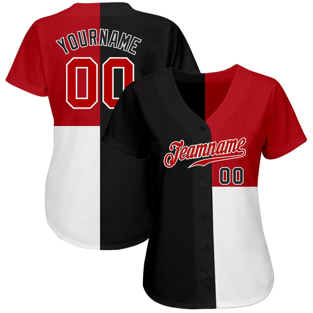 Custom Black Red-White 3D Pattern Design Multicolor Authentic Baseball Jersey baseball jersey product view 2
