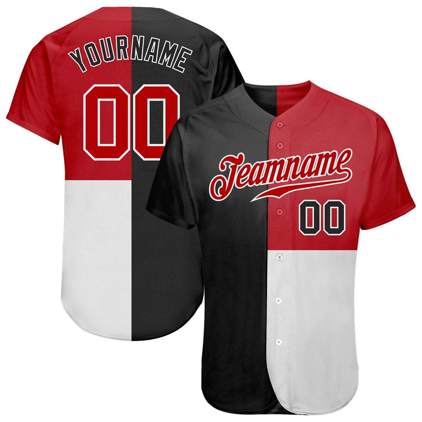 Custom Black Red-White 3D Pattern Design Multicolor Authentic Baseball Jersey baseball jersey product view 1