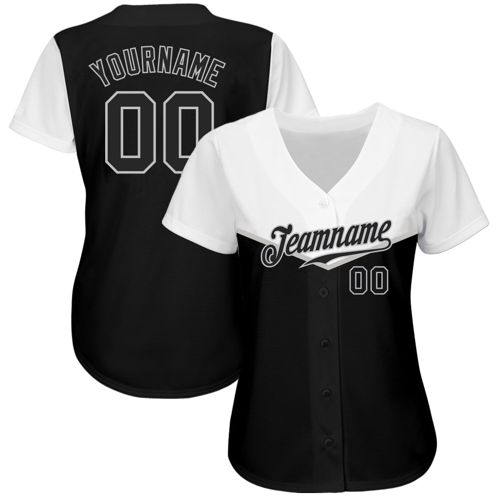 Custom Black Black-Gray 3D Pattern Design Multicolor Authentic Baseball Jersey baseball jersey product view 2