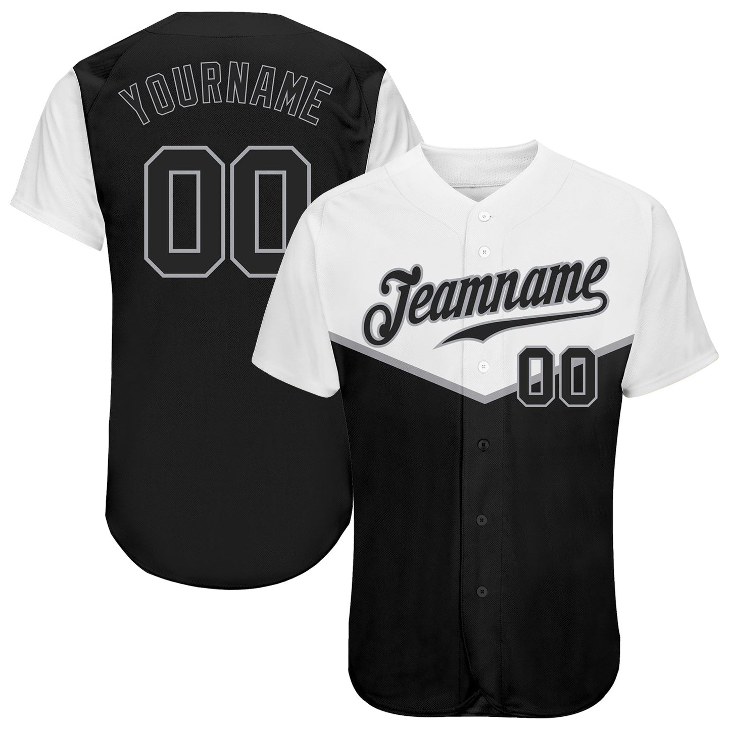 Custom Black Black-Gray 3D Pattern Design Multicolor Authentic Baseball Jersey baseball jersey product view 1