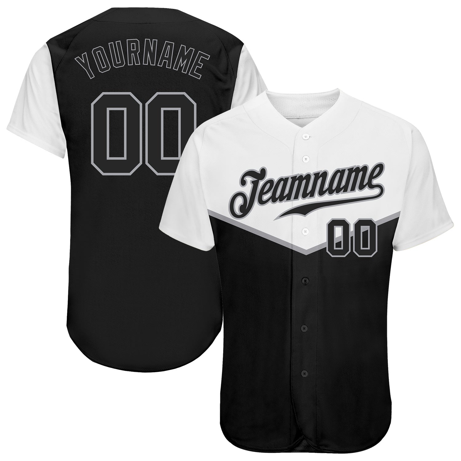Custom Black Black-Gray 3D Pattern Design Multicolor Authentic Baseball Jersey baseball jersey product view 1