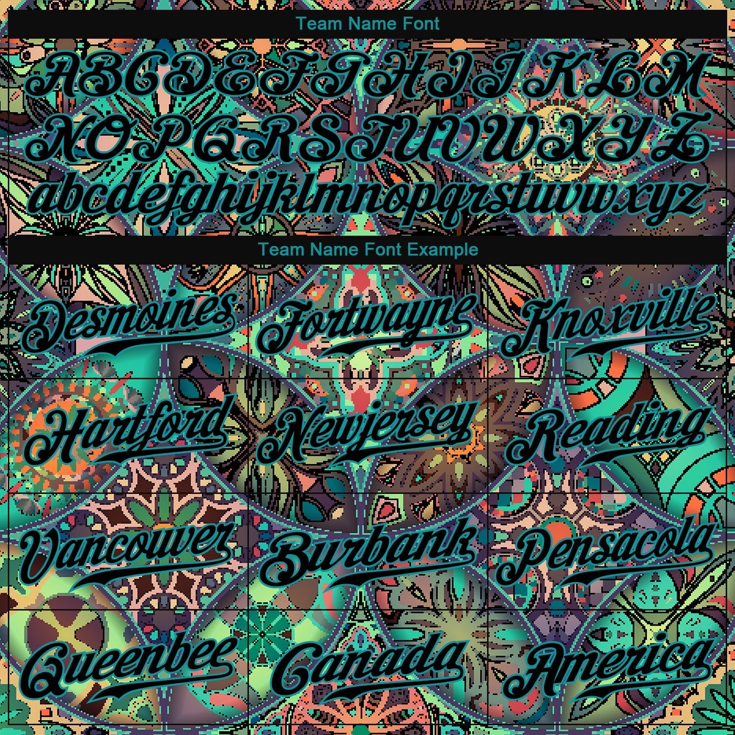 Custom Black Black-Teal 3D Pattern Design Mandalas Authentic Baseball Jersey baseball jersey product view 5