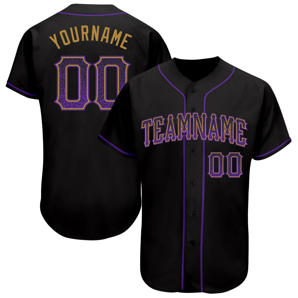 Custom Black Purple-Old Gold Authentic Drift Fashion Baseball Jersey baseball jersey product view 1