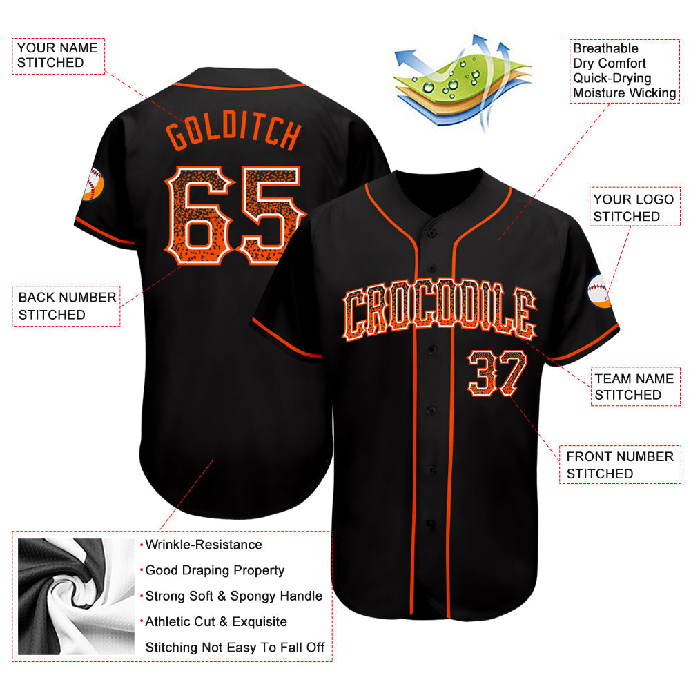 Custom Black Orange-White Authentic Drift Fashion Baseball Jersey baseball jersey product view 3
