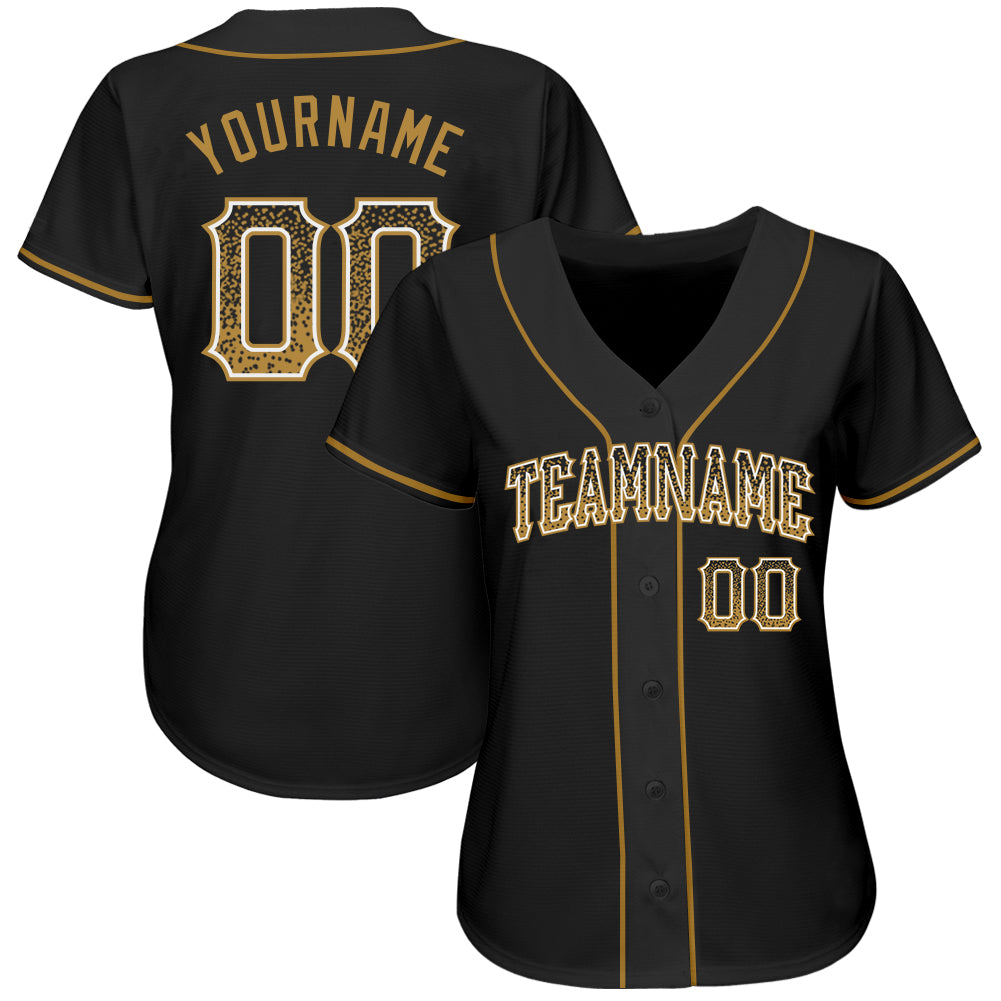 Custom Black Old Gold-White Authentic Drift Fashion Baseball Jersey baseball jersey product view 2