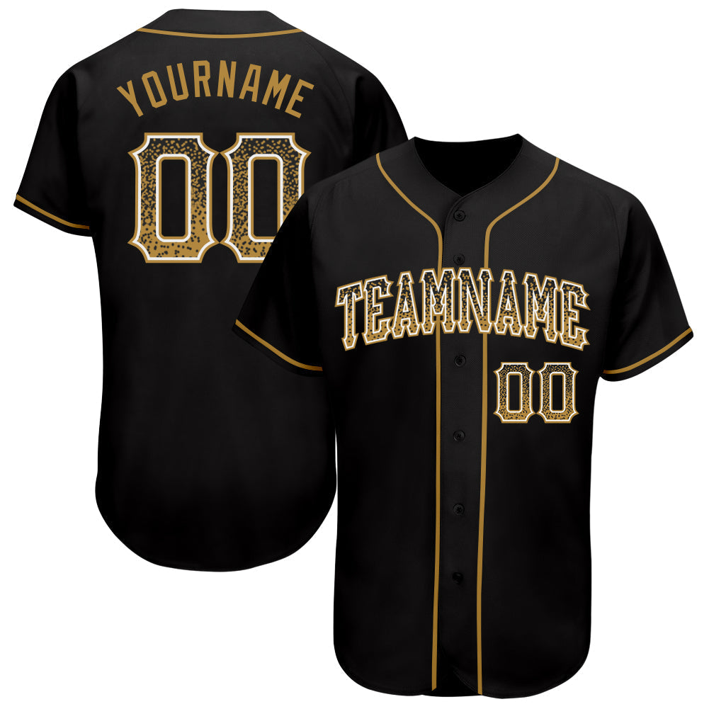 Custom Black Old Gold-White Authentic Drift Fashion Baseball Jersey baseball jersey product view 1