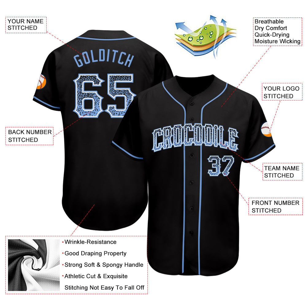 Custom Black Light Blue-White Authentic Drift Fashion Baseball Jersey baseball jersey product view 3