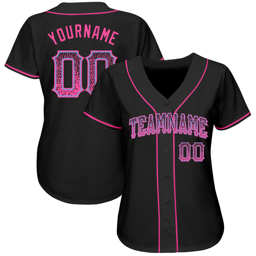Custom Black Pink-Light Blue Authentic Drift Fashion Baseball Jersey baseball jersey product view 2