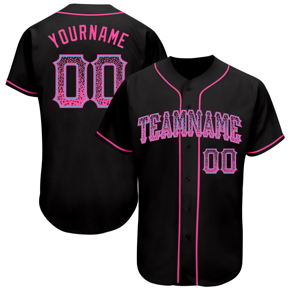 Custom Black Pink-Light Blue Authentic Drift Fashion Baseball Jersey baseball jersey product view 1
