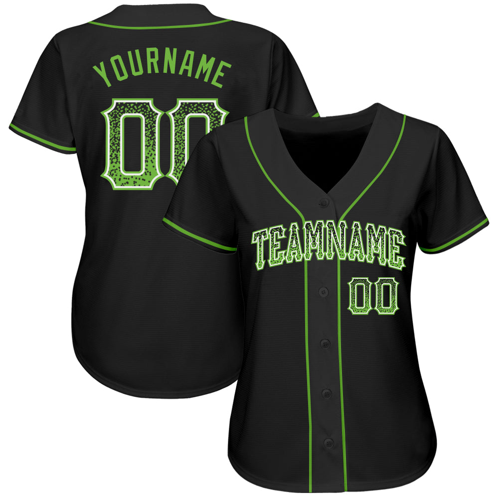 Custom Black Neon Green-White Authentic Drift Fashion Baseball Jersey baseball jersey product view 2