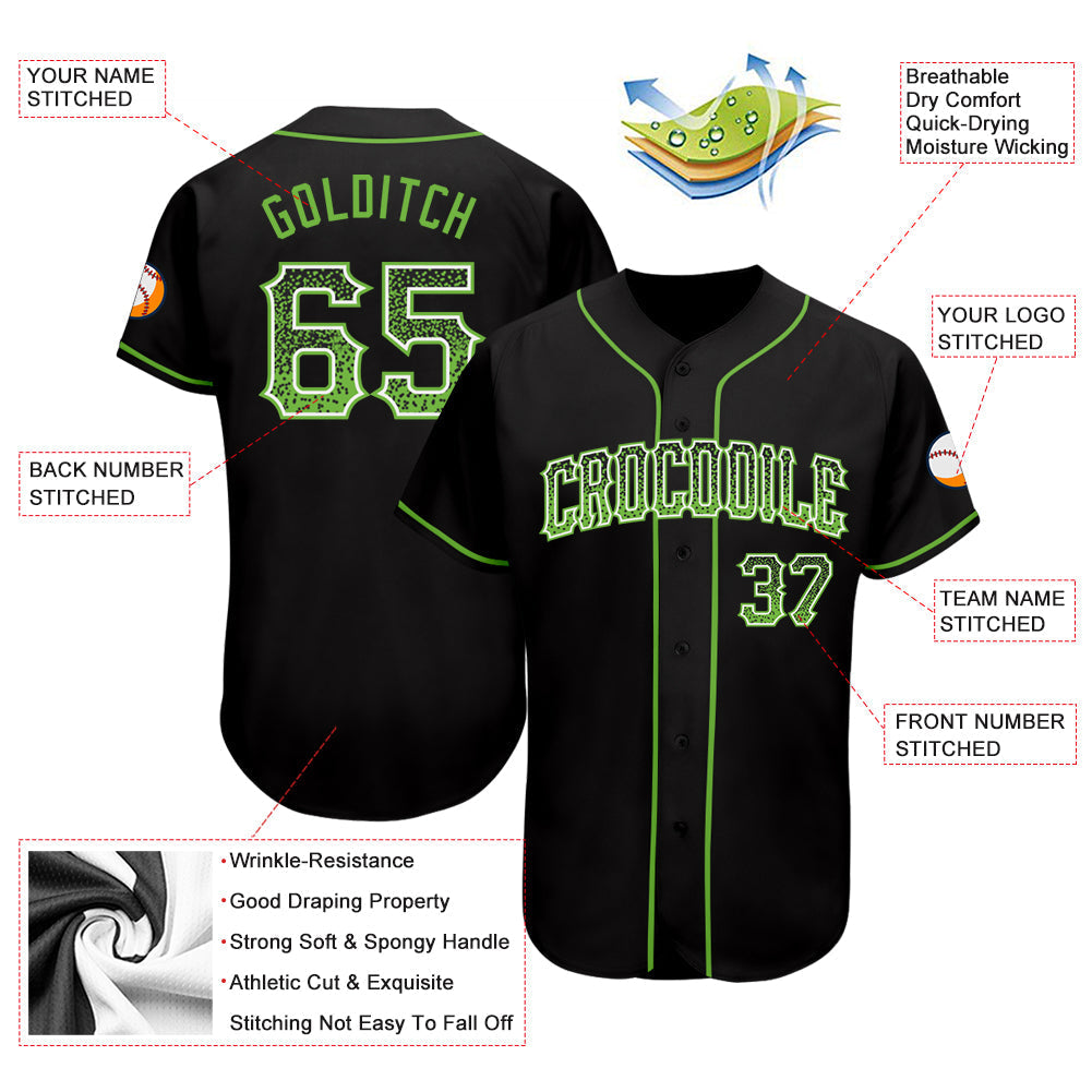 Custom Black Neon Green-White Authentic Drift Fashion Baseball Jersey baseball jersey product view 3