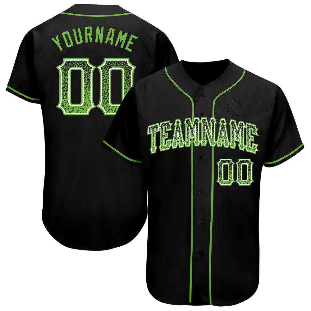 Custom Black Neon Green-White Authentic Drift Fashion Baseball Jersey baseball jersey product view 1