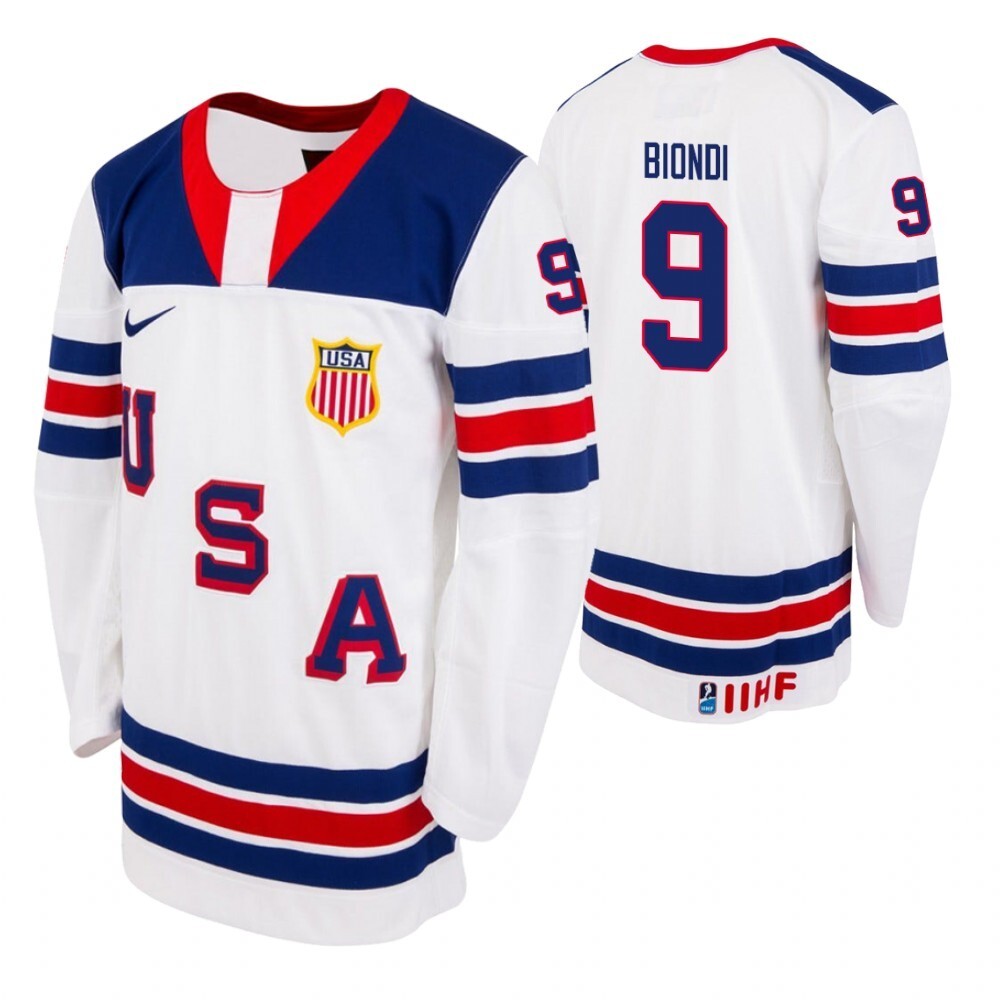 blake-biondi-men's-2019-hlinka-gretzky-cup-white-jersey Style 1 Hockey Jersey hockey jersey product view 1