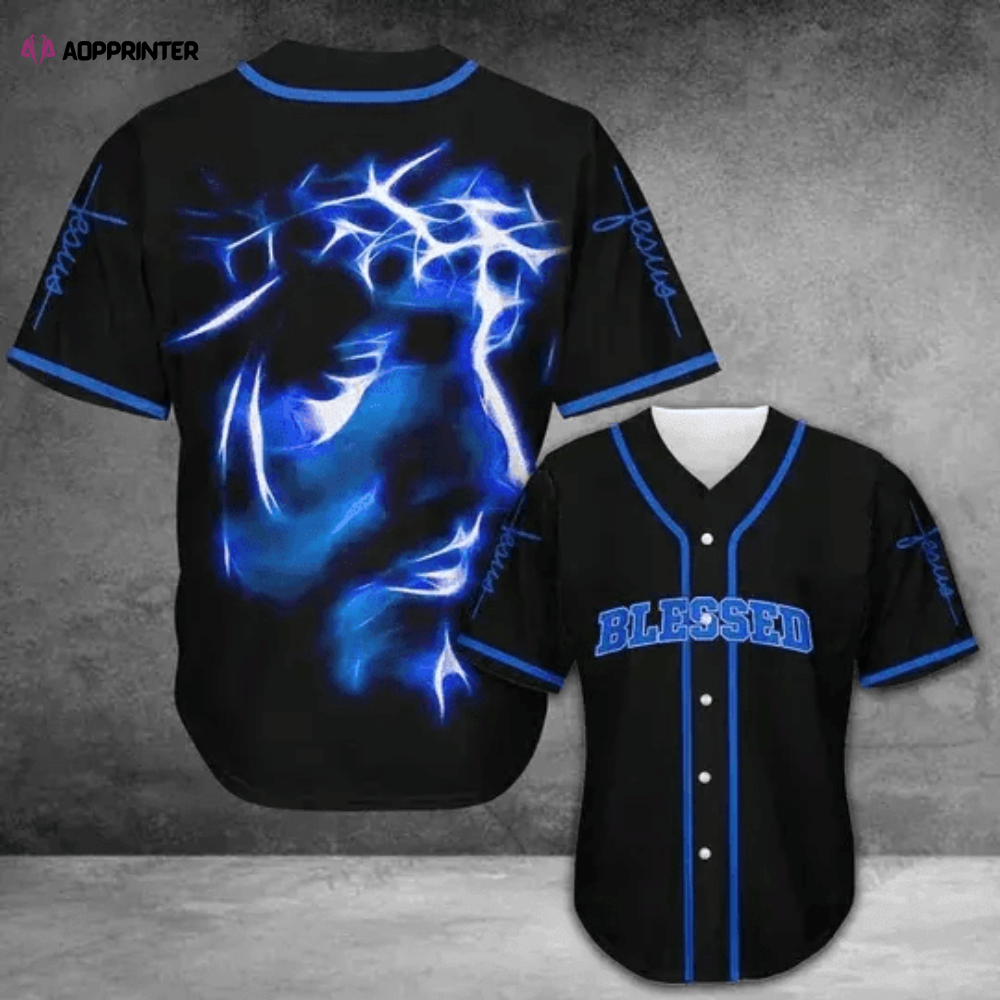 Blessed Blue Light Baseball Jersey Colorful Adult Unisex Sizes S – 5XL baseball jersey product view 1
