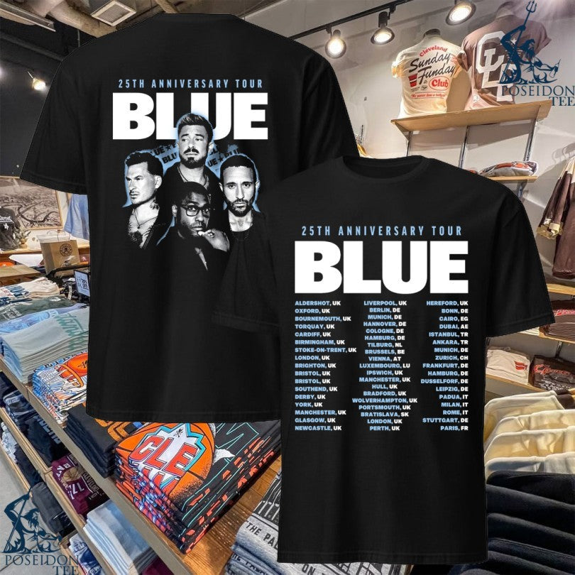 Blue 25th Anniversary Tour Photo Faded T-shirt Unisex T-shirt, Sweatshirt, Hoodie, Long Sleeve Tee - T-Shirt, Sweatshirt, Hoodie