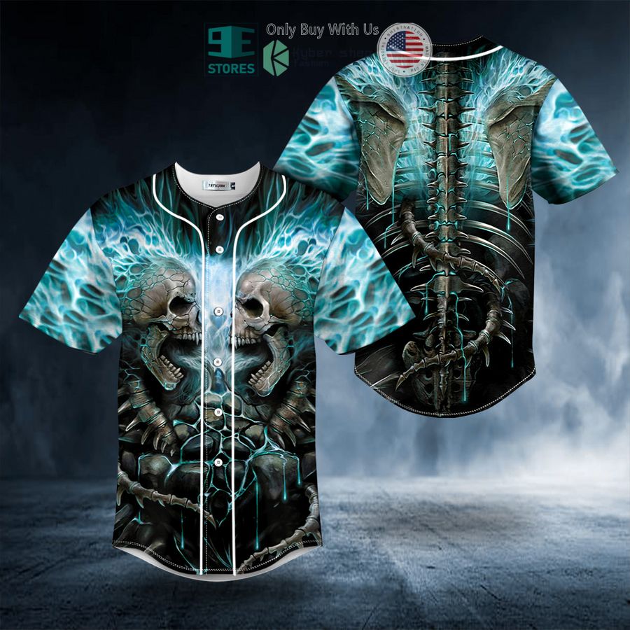 BEST Blue Lightning Skull Baseball Shirt baseball jersey product view 1