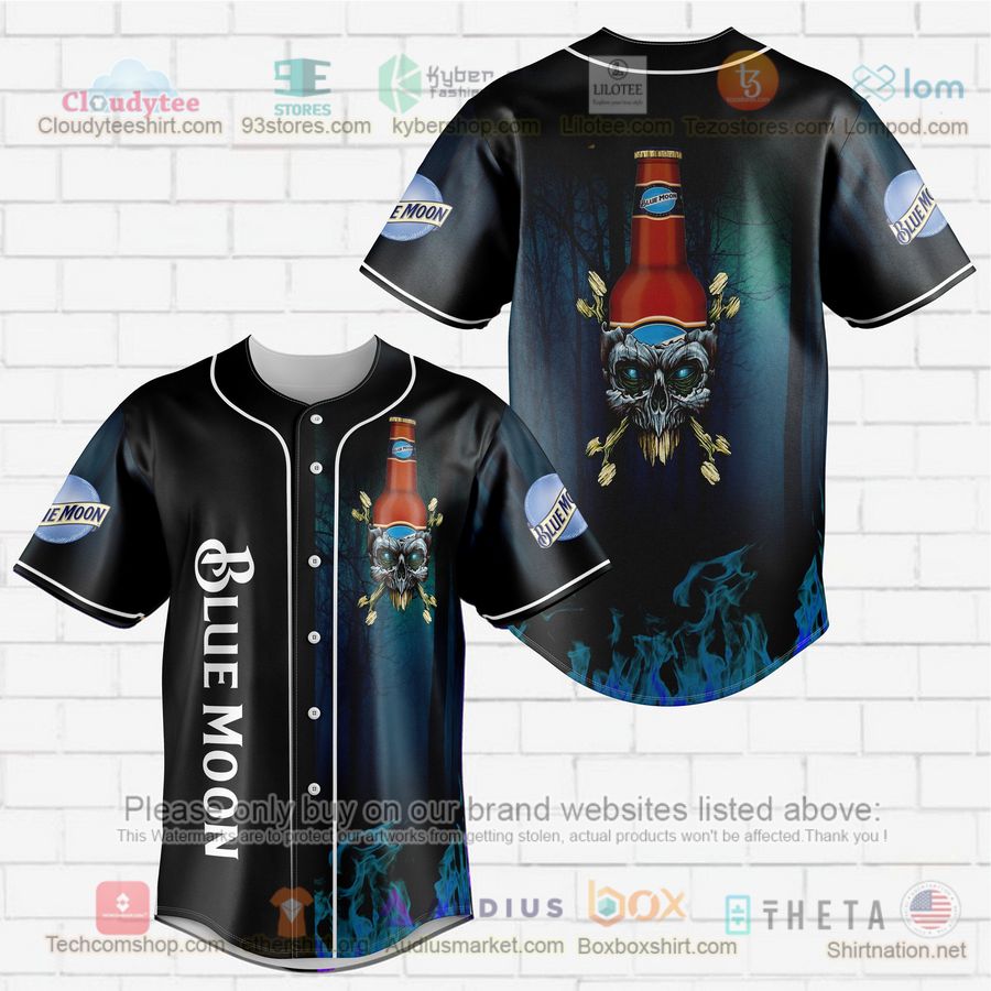 HOT Blue Moon skull head Baseball Jersey Shirt baseball jersey product view 1