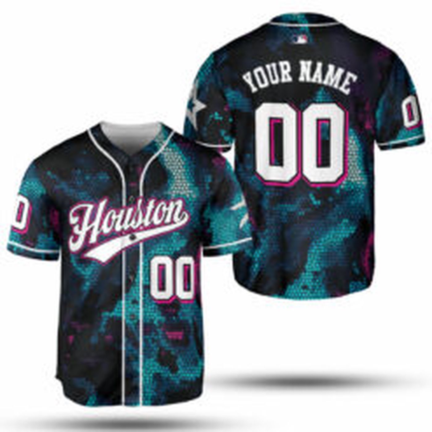 Stylish Blue Pink Gradient MLB Baseball Jersey - Team MLB Collection - Gift for Men Women - lylyprint.com baseball jersey product view 5