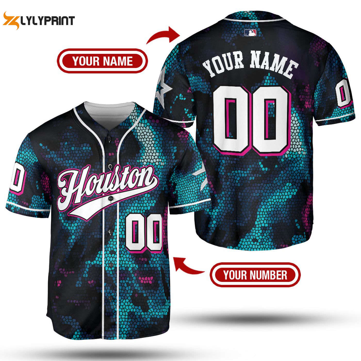 Stylish Blue Pink Gradient MLB Baseball Jersey - Team MLB Collection - Gift for Men Women - lylyprint.com baseball jersey product view 1
