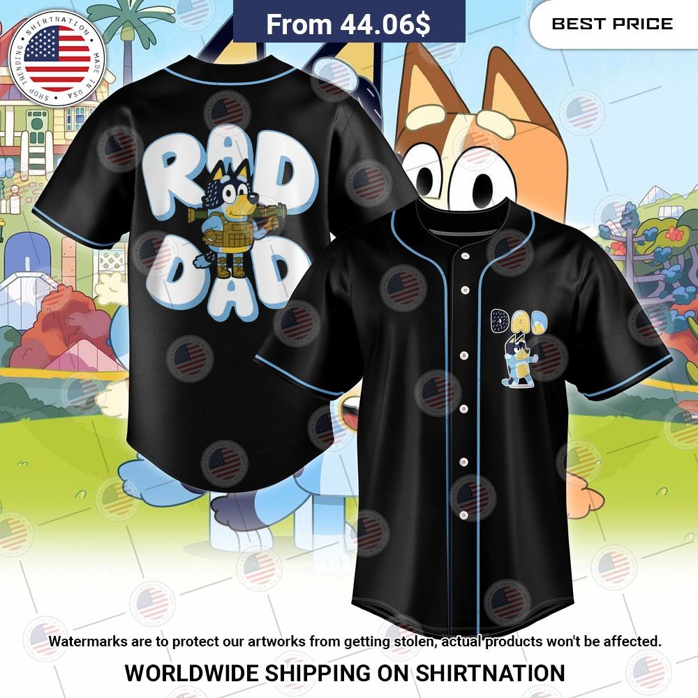 BEST Bluey Rad Dad Baseball Jerseys baseball jersey product view 1
