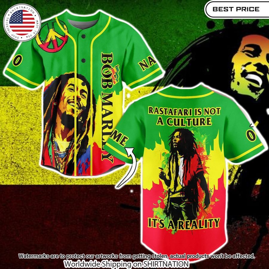 Bob Marley It's not a culture it's a reality Baseball Jersey baseball jersey product view 1