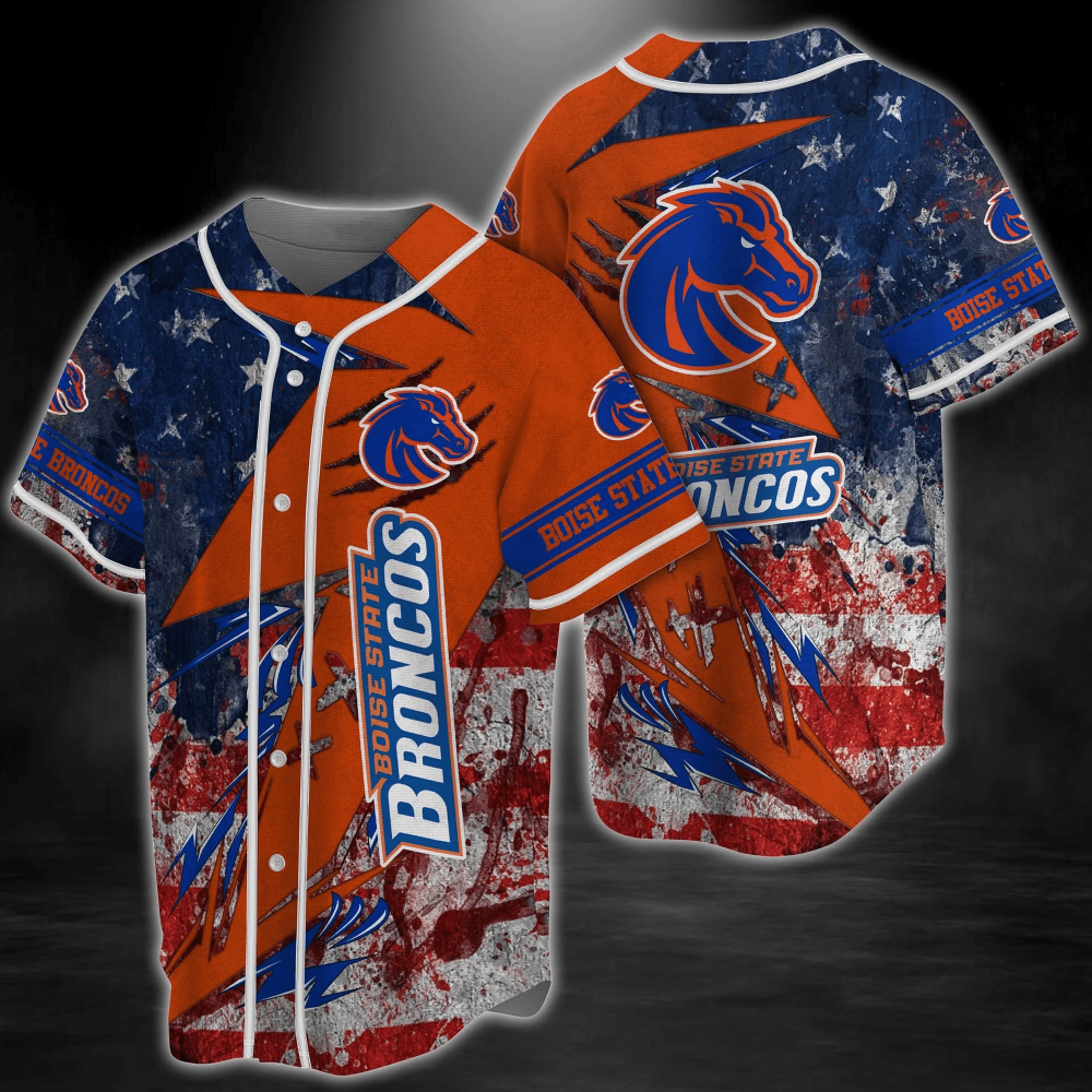 Boise State Broncos NCAA Baseball Jersey Shirt US Flag FVJ - Aopprinter baseball jersey product view 2
