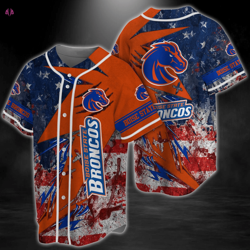 Boise State Broncos NCAA Baseball Jersey Shirt US Flag FVJ - Aopprinter baseball jersey product view 1