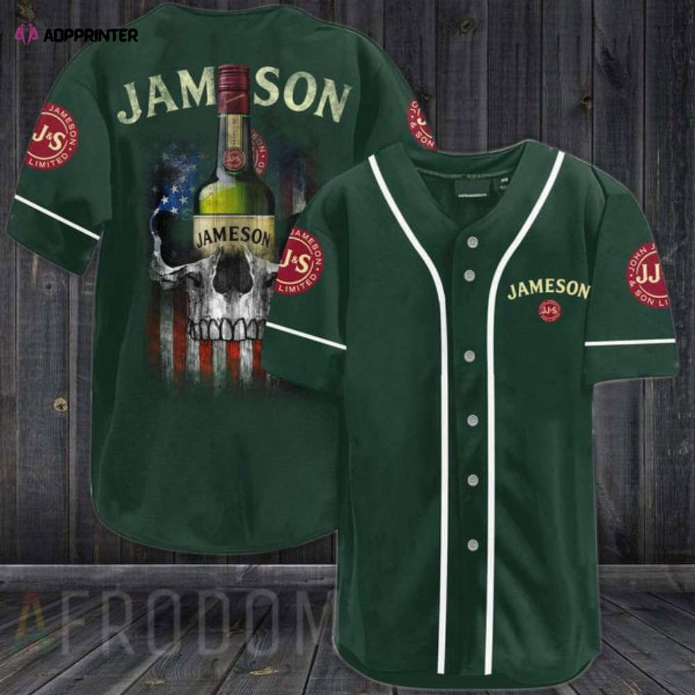 Bold and Patriotic: US Flag Black Skull Jameson Baseball Jersey - Shop Now! - Aopprinter baseball jersey product view 1