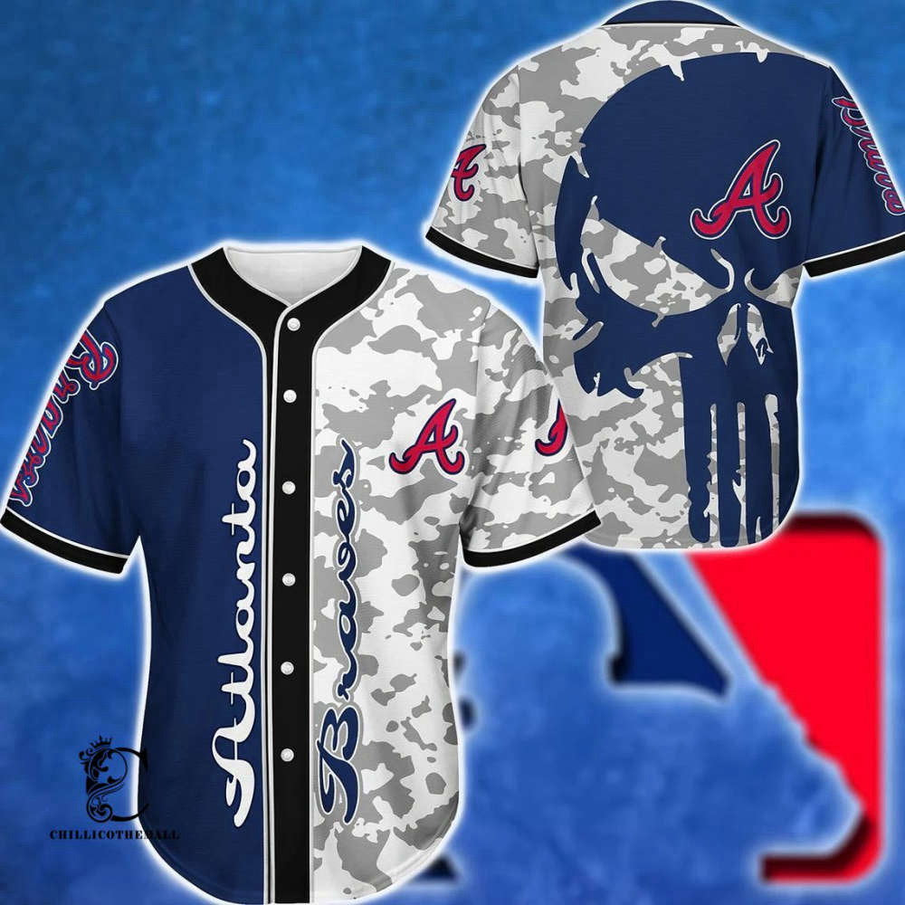 Bold Atlanta Red Camo Skull Baseball Jersey – Stand Out in Style baseball jersey product view 2
