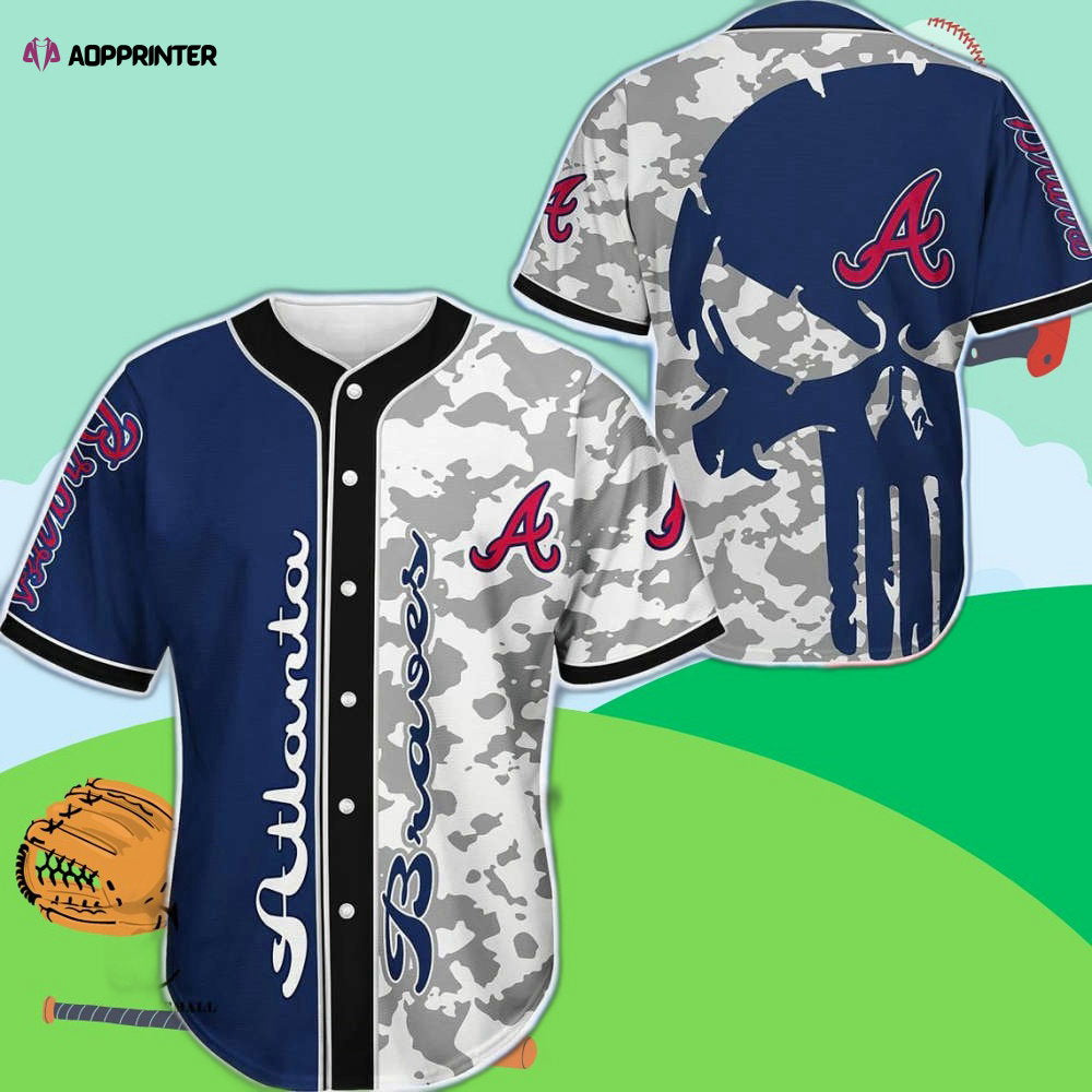 Bold Atlanta Red Camo Skull Baseball Jersey – Stand Out in Style baseball jersey product view 1