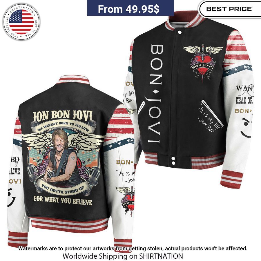 Bon Jovi It's My Life Baseball Jacket baseball jersey product view 1