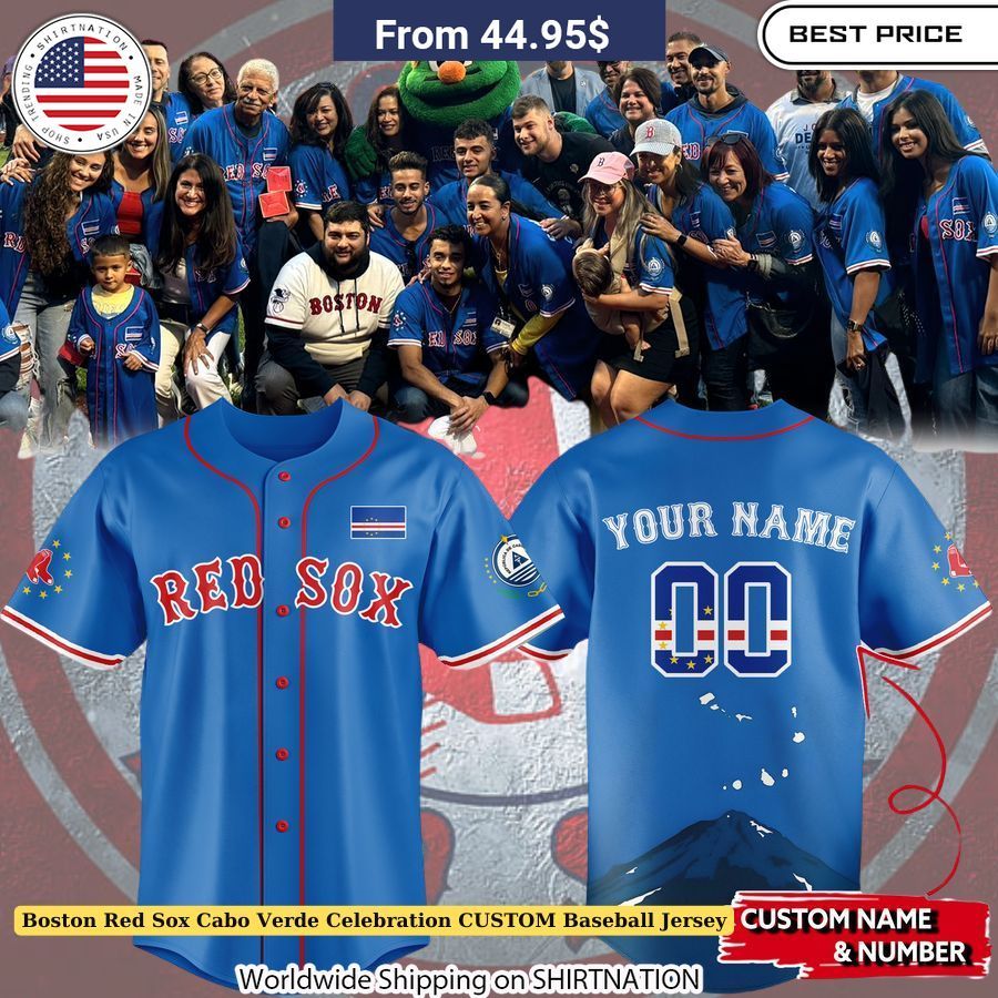 Boston Red Sox Cabo Verde Celebration CUSTOM Baseball Jersey baseball jersey product view 1
