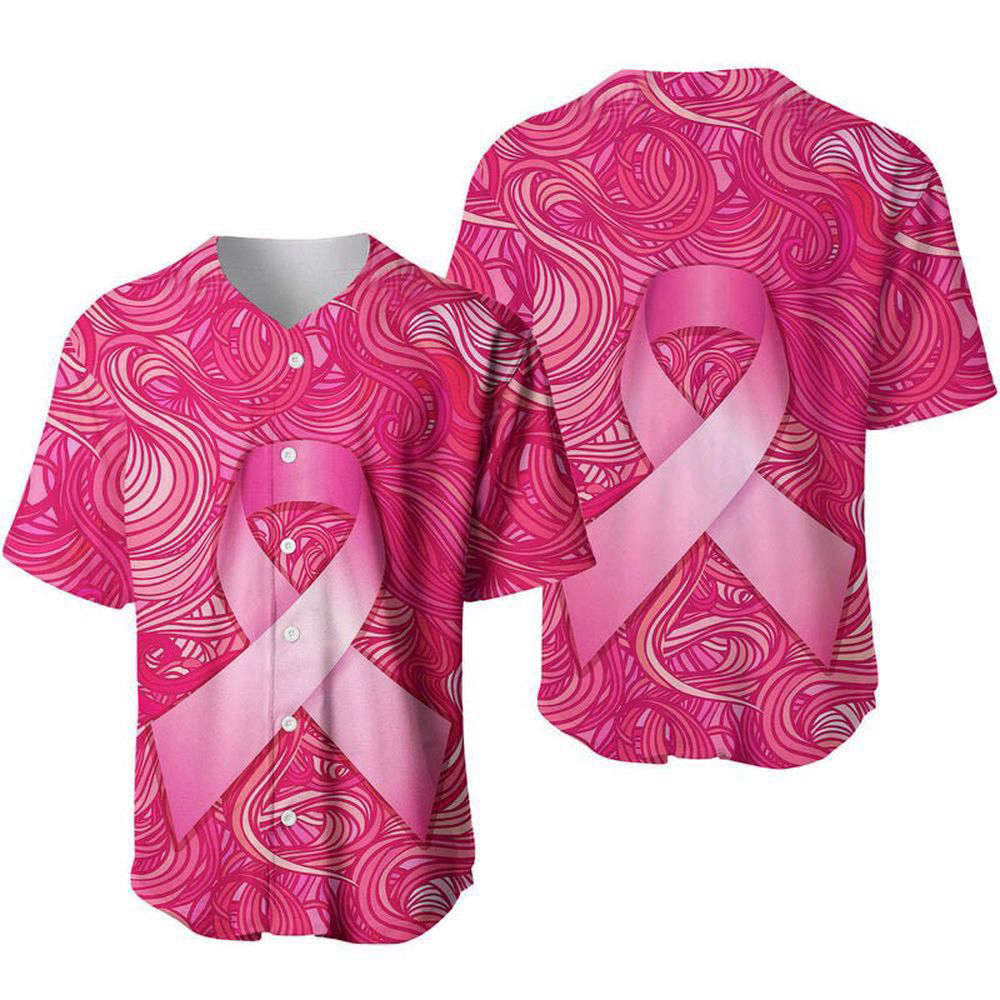 Breast Cancer Awareness Baseball Jersey For Men Women - lylyprint.com baseball jersey product view 2