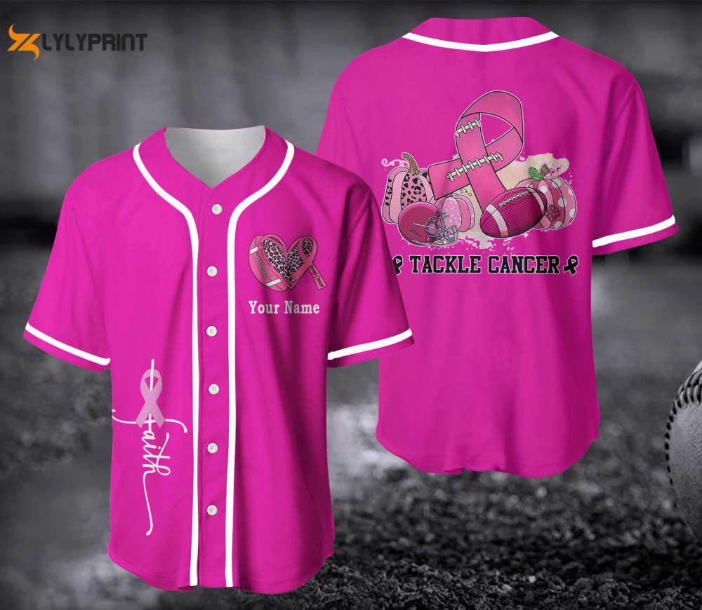 Breast Cancer Baseball Jersey - lylyprint.com baseball jersey product view 1